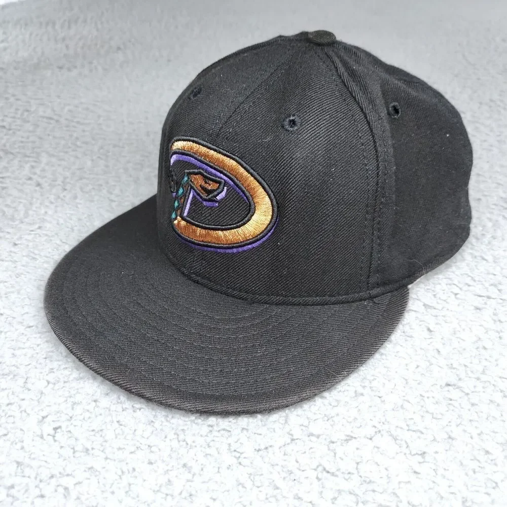 Vintage New Era Arizona Diamondbacks Baseball Hat Black Fitted 7 1/8 100% Wool